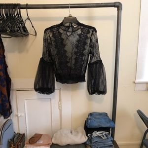 High neck lace shirt